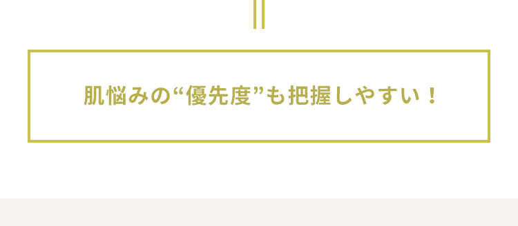 肌悩みの優先度も把握しやすい！