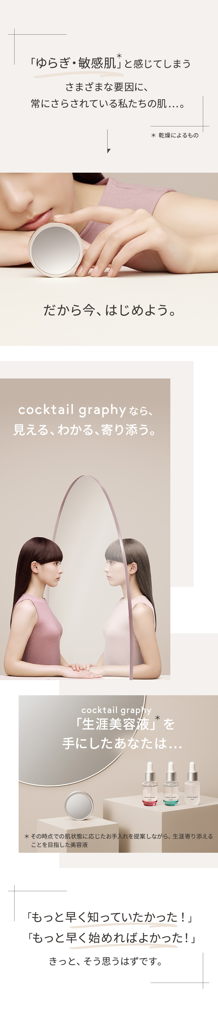 ゆらぎ・敏感肌」と感じてしまうさまざまな要因に、

常にさらされている私たちの肌…。だから今、はじめよう。