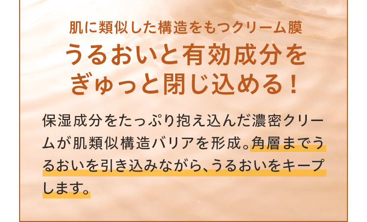 うるおいと有効成分を ぎゅっと閉じ込める！ 