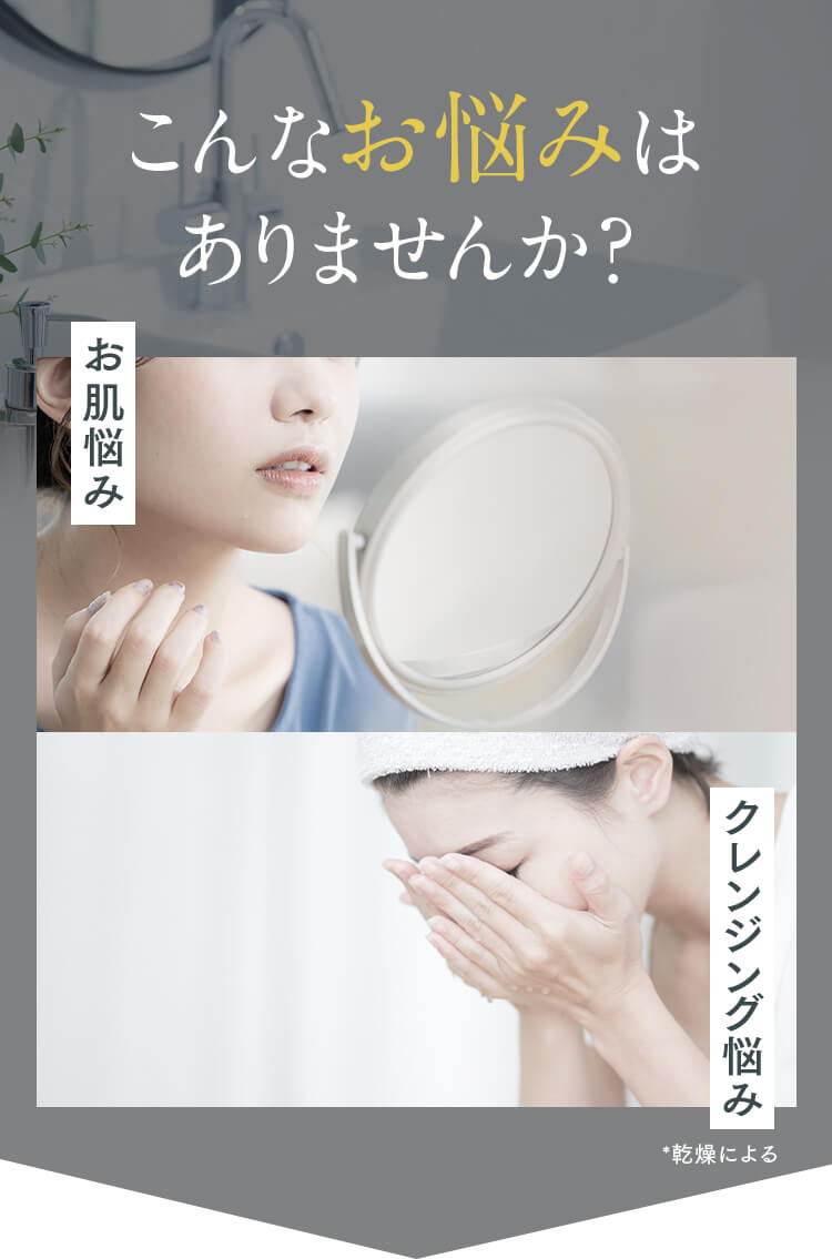 こんなお悩みはありませんか？ お肌悩み クレンジング悩み *乾燥による そんなお悩みを解決するために