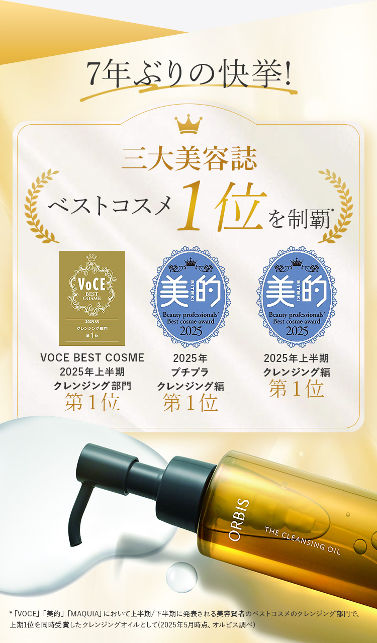 7年ぶりの快挙三代美容誌ベストコスメ１位を制覇
