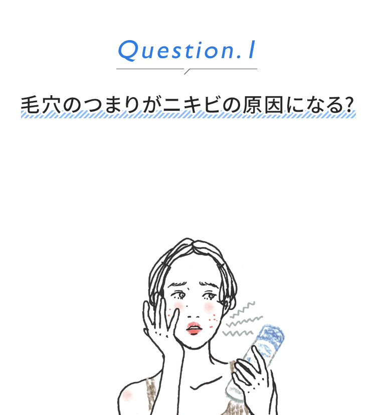 Question1.毛穴のつまりがニキビの原因になる