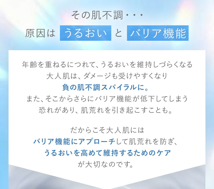 その肌不調・・・原因はうるおいとバリア機能