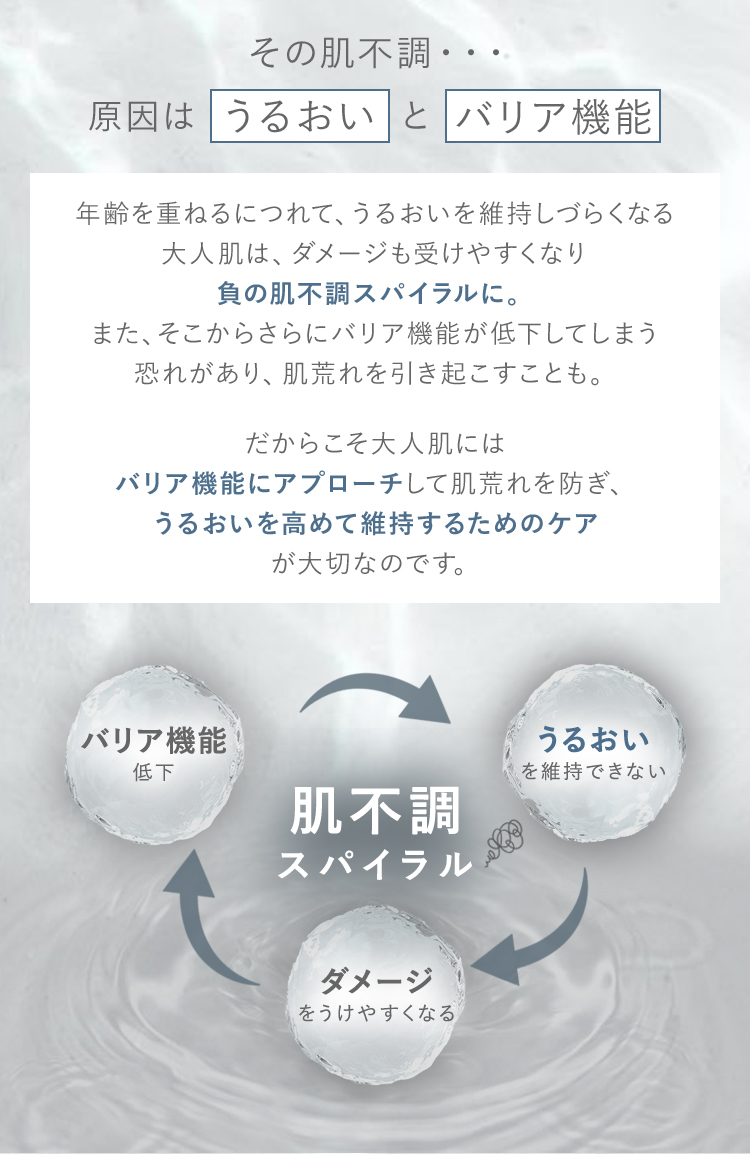 その肌不調・・・原因はうるおいとバリア機能 肌不調　スパイラル