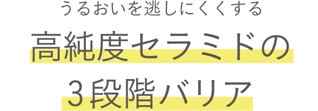 うるおいを逃しにくくする高純度セラミドの3段階バリア